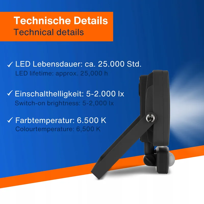 REV LED Wandlamp Bewegingssensor 20W 1700lm IP44 Antraciet — foto 5