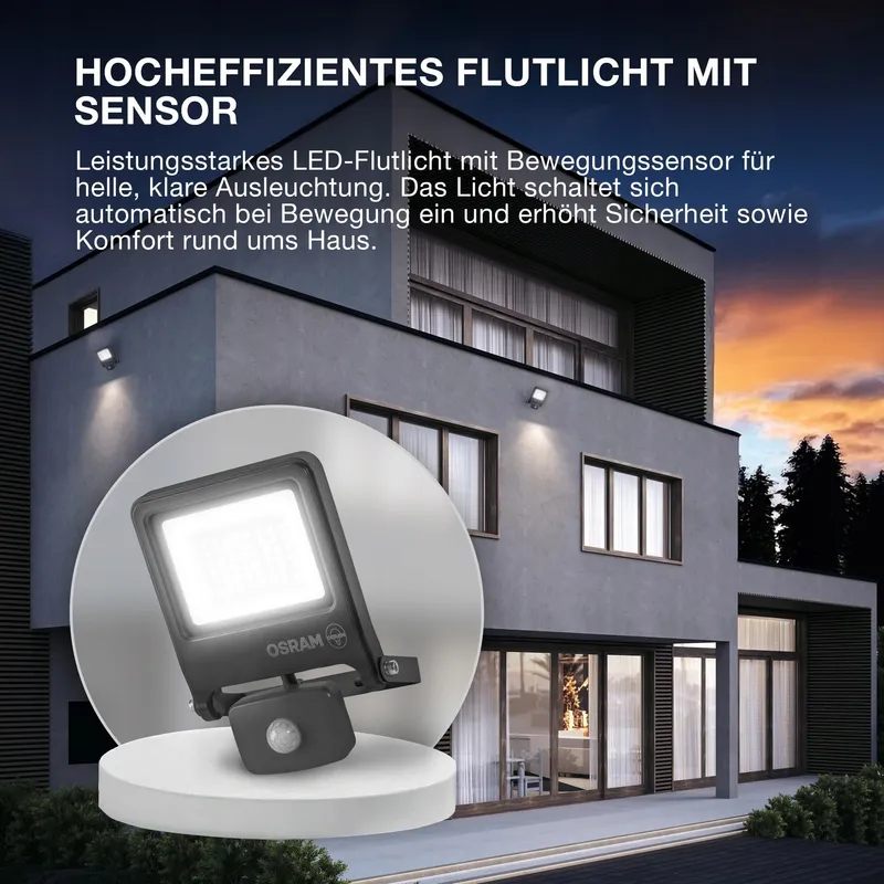 OSRAM Endura Flood PC LED Schijnwerper Sensor 10W 3000K 1000lm IP44 Wit — foto 6