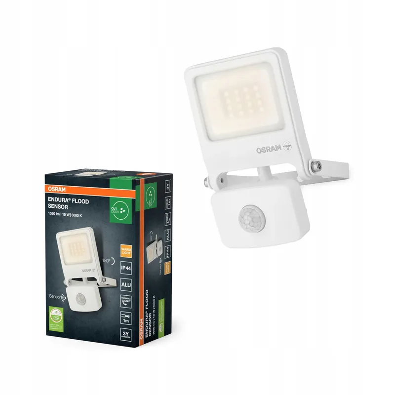 OSRAM Endura Flood PC LED Schijnwerper Sensor 10W 3000K 1000lm IP44 Wit — foto 1