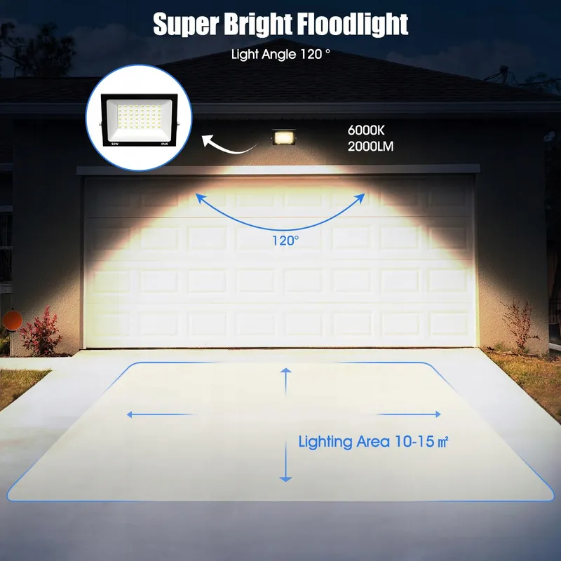 LOYAL LED Schijnwerper 50W 5000lm 3000K IP65 Buiten Tuin — foto 5
