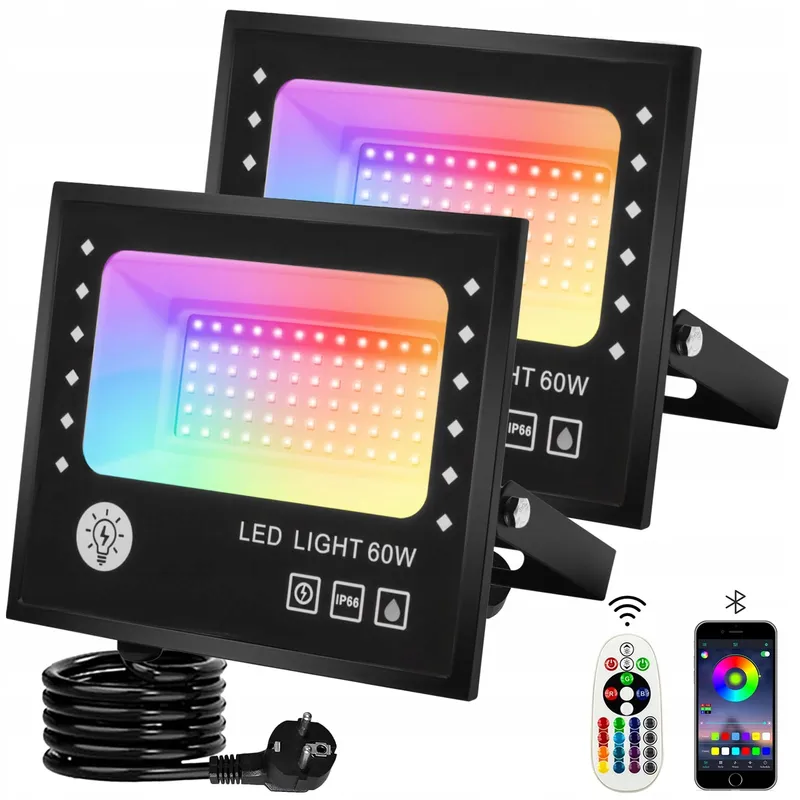 TOPBOS LED RGB Schijnwerper 60W 6000lm IP66 Bluetooth Afstandsbediening — foto 1