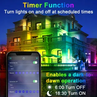 TOPBOS LED RGB Schijnwerper 60W 6000lm IP66 Bluetooth Afstandsbediening — miniatuur 5