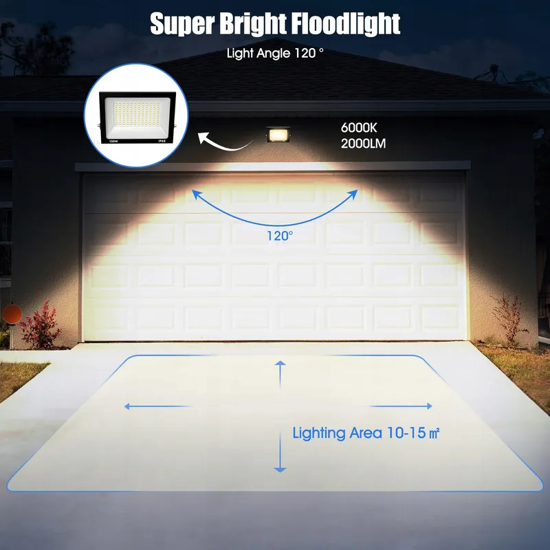 LOYAL LED Schijnwerper 150W 5000lm 3000K IP65 Buiten Tuin — foto 3
