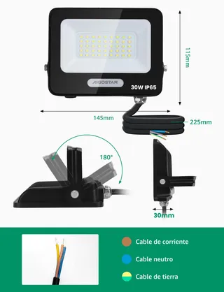 AIGOSTAR LED Schijnwerper 30W 2450lm 6500K IP65 Tuin Garage — miniatuur 4