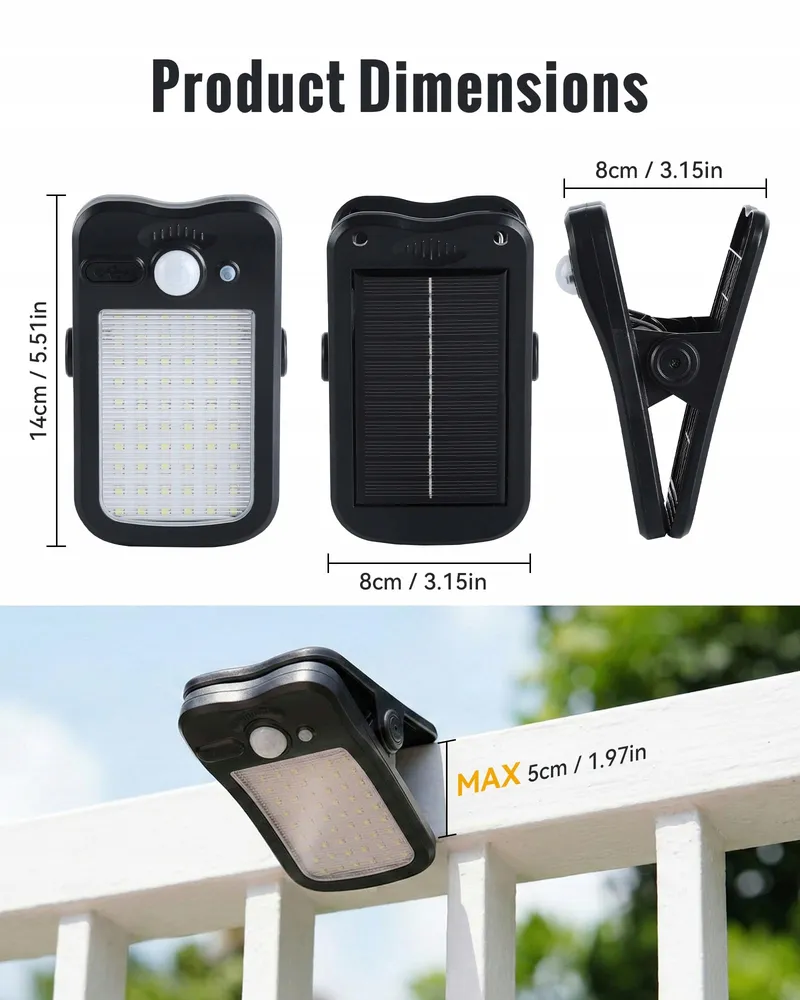 FABSTYL Solar LED Lamp Met Bewegingsmelder 60 LED IP65 Hek — foto 4