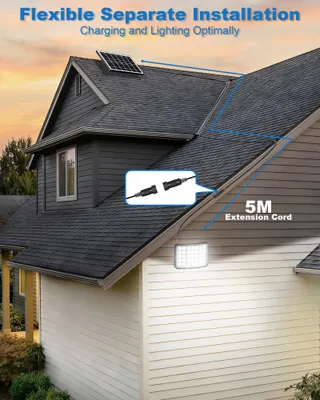 GILIWOSY Solar LED Bewegingsmelder 3600mAh IP66 Afstandsbediening 4 Standen — miniatuur 6