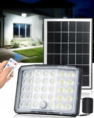 GILIWOSY Solar LED Bewegingsmelder 3600mAh IP66 Afstandsbediening 4 Standen — miniatuur 1