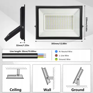 LOYAL LED Schijnwerper 150W 15000lm 6000K IP65 Tuin — miniatuur 3