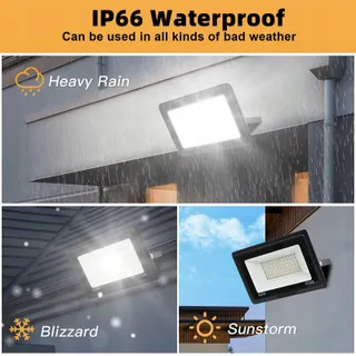 JEFEDANA LED Schijnwerper 50W 5000lm 6000K IP66 Koud Wit Garage Tuin — miniatuur 4