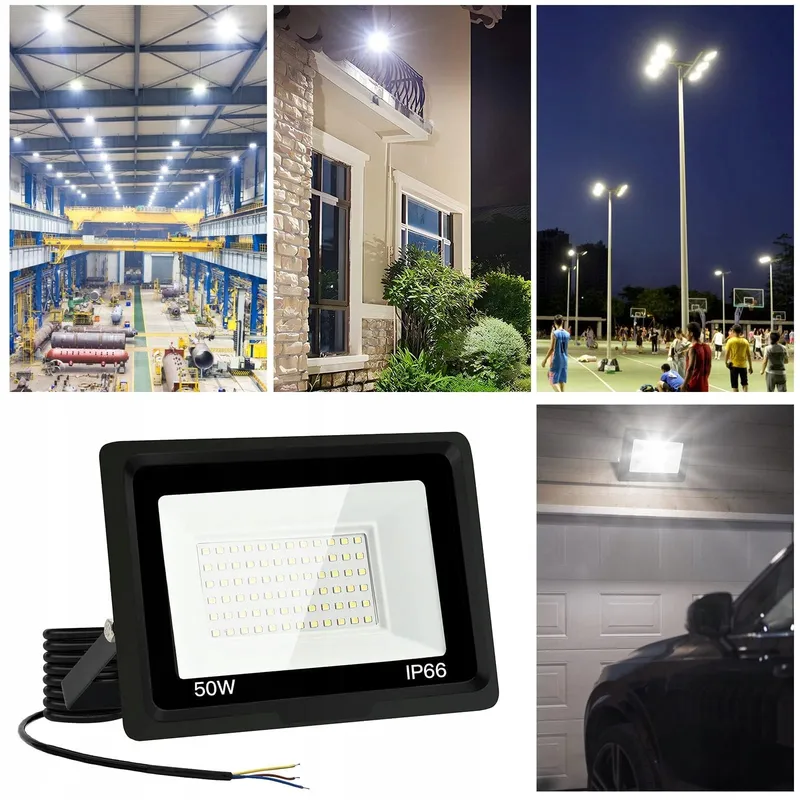 JEFEDANA LED Schijnwerper 50W 5000lm 6000K IP66 Koud Wit Garage Tuin — foto 7