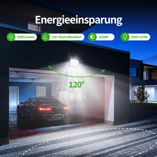 ALLIN LED Schijnwerper 30W 3000lm 6500K IP65 2 Stuks Wit Tuin — miniatuur 2