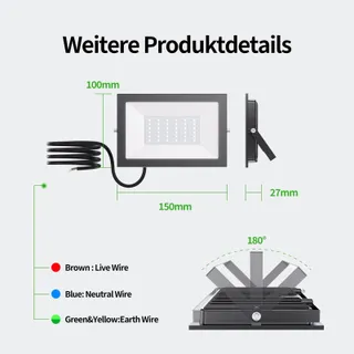 ALLIN LED Schijnwerper 30W 3000lm 6500K IP65 2 Stuks Wit Tuin — miniatuur 6