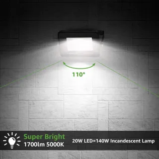 LEPRO LED Schijnwerper 20W 1700lm 5000K IP65 Koudwit Tuin Garage — miniatuur 3