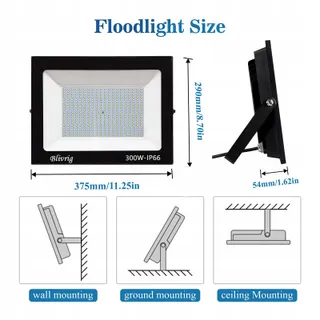 JEFEDANA LED Schijnwerper 300W 30000lm 6000K IP66 Tuin Garage — miniatuur 2