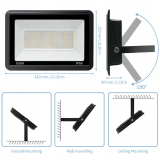 JEFEDANA LED Schijnwerper Buiten Tuin Garage Warm 150W 15000lm IP66 — miniatuur 4