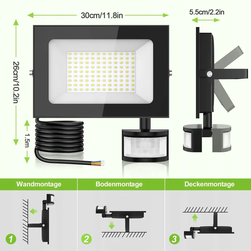 SARAROOM LED Schijnwerper Bewegingssensor 2x150W 15000lm IP65 — foto 2