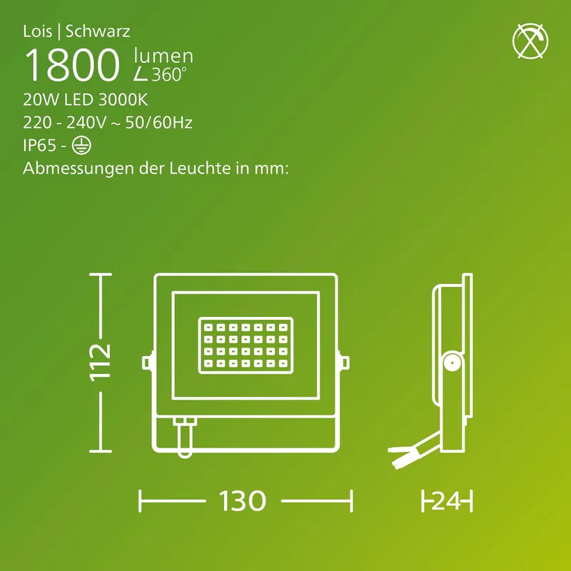 PHILIPS Lois LED Schijnwerper Buiten 20W 3000K Zwart — foto 3