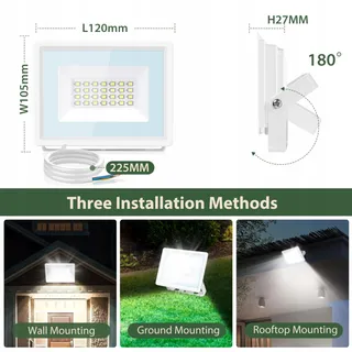 AIGOSTAR LED Schijnwerper Buiten 20W 1650lm IP65 Koudwit — miniatuur 6