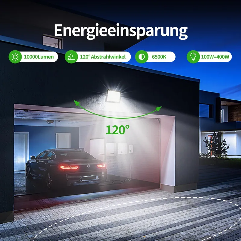 ALLIN LED Schijnwerper Buiten Tuin Garage 100W 10000LM 6500K IP65 — foto 2