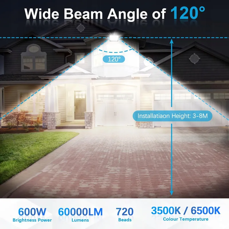 TOOBETTP LED Schijnwerper Waterdicht Tuin Garage 600W IP66 6500K — foto 5
