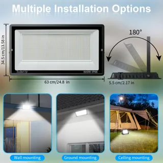 TOOBETTP LED Schijnwerper Waterdicht Tuin Garage 600W IP66 6500K — miniatuur 4