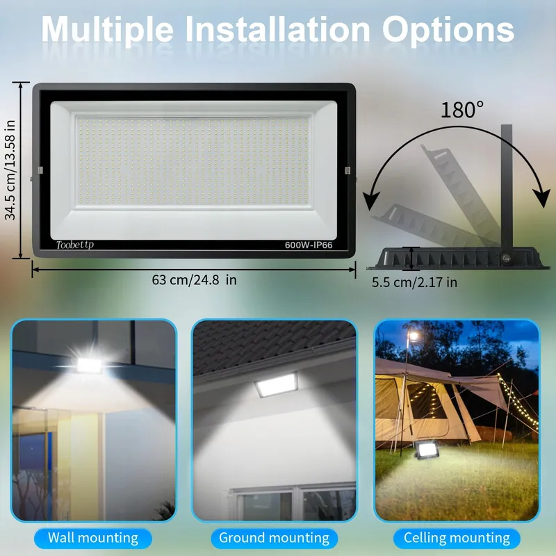 TOOBETTP LED Schijnwerper Waterdicht Tuin Garage 600W IP66 6500K — foto 4