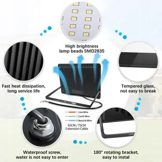TOOBETTP LED Schijnwerper Waterdicht Tuin Garage 600W IP66 6500K — miniatuur 3