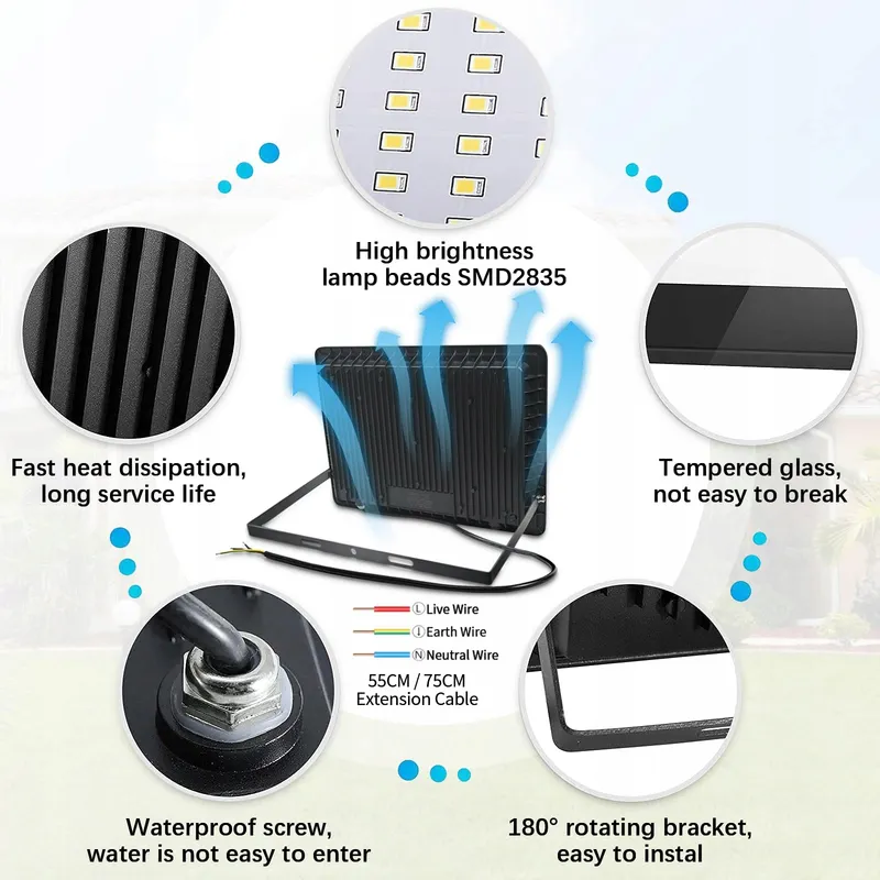 TOOBETTP LED Schijnwerper Waterdicht Tuin Garage 600W IP66 6500K — foto 3