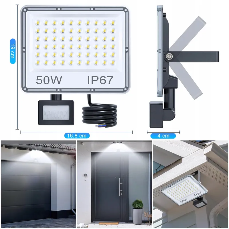 YIQIBRO LED Schijnwerper met Bewegingssensor Buiten 2 Stuks 50W IP67 — foto 7