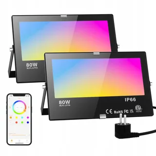 TAPTORON RGB LED Schijnwerper Smart Bluetooth App Dimbaar IP66 2 Stuks — miniatuur 1