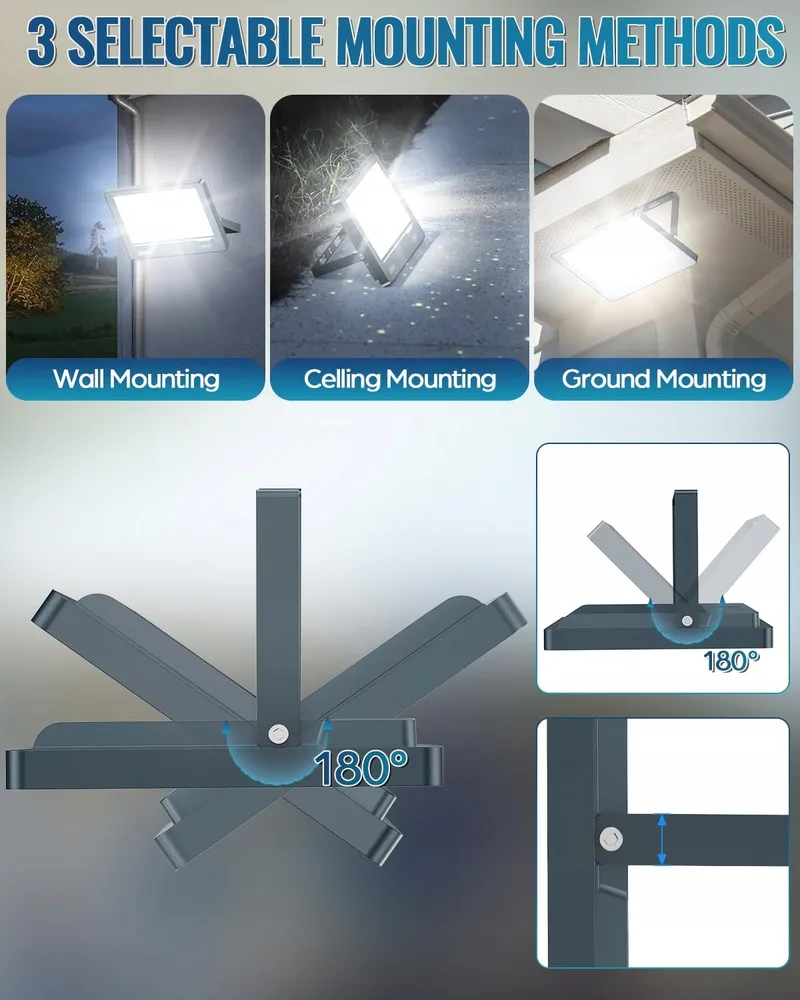 TOPAUBUB LED Schijnwerper Helder Tuin 200W 20000LM IP66 — foto 6