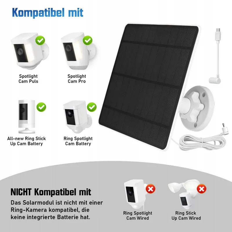 XIIW Zonnepaneel Voor Ring Camera 5W IP65 Kabel 3m Verstelbaar — foto 2