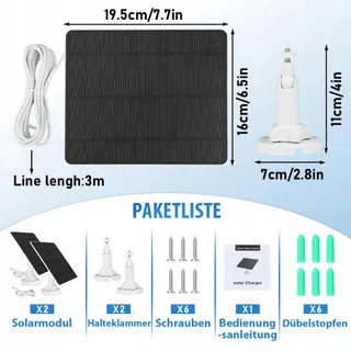 XIIW Zonnepaneel Voor Ring Camera 5W IP65 Kabel 3m Verstelbaar — miniatuur 6