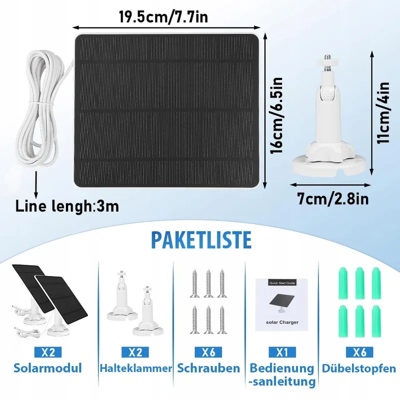 XIIW Zonnepaneel Voor Ring Camera 5W IP65 Kabel 3m Verstelbaar — foto 6