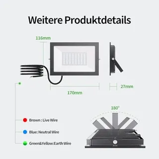 ALLIN LED Schijnwerper Buiten 50W 6500K Waterdicht 2 Stuks — miniatuur 6