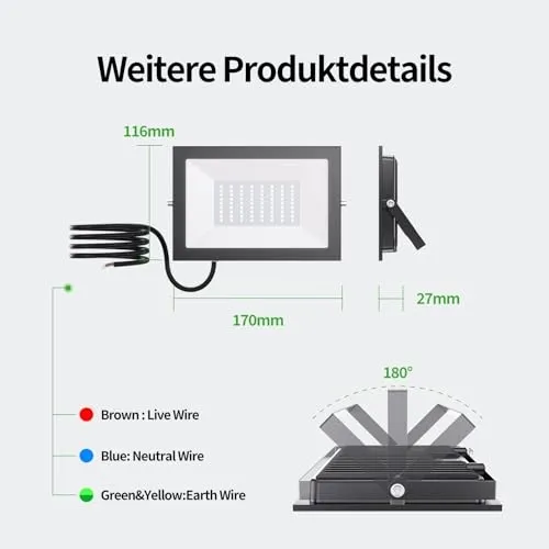 ALLIN LED Schijnwerper Buiten 50W 6500K Waterdicht 2 Stuks — foto 6