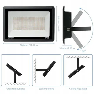 JEFEDANA LED Schijnwerper 200W 20000LM Super Helder Krachtig Warm Wit IP66 — miniatuur 2