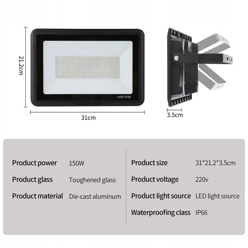 TREOIR LED Schijnwerper Buiten Superfel 150W 15000LM IP66 6000K — foto 5
