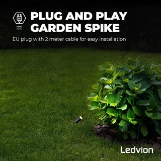 LEDVION LED Tuinlamp GU10 met Grondspies IP65 Zwart 5W Kabel 2M — miniatuur 8