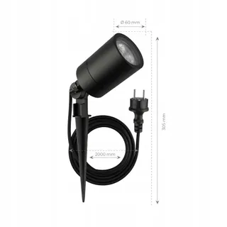 LEDVION LED Tuinlamp GU10 met Grondspies IP65 Zwart 5W Kabel 2M — miniatuur 9