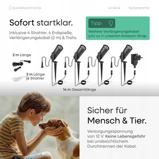 SCANDINAVIAN HOME Set 4 LED Tuinlampen 12V IP65 Warmwit — miniatuur 6