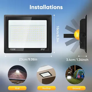PLAZIQUE LED Schijnwerper Buiten Waterdicht Tuin Garage 100W IP67 — miniatuur 4