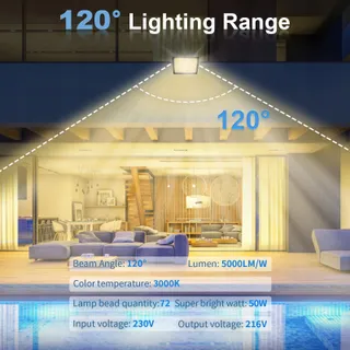 TOOBETTP LED Schijnwerper Buiten 50W IP66 Tuin Garage Warmwit — miniatuur 2