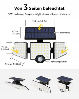 LEPRO Solar Buitenlamp met Bewegingssensor Tuin 360° 6W IP65 — miniatuur 6