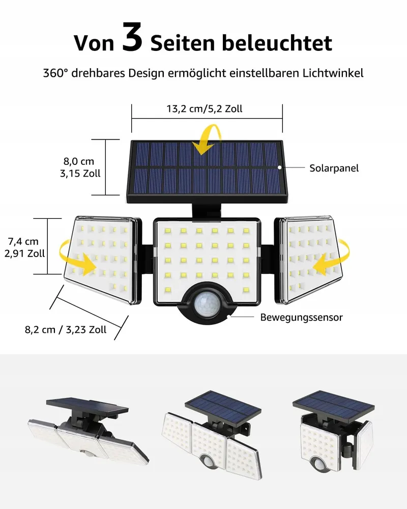 LEPRO Solar Buitenlamp met Bewegingssensor Tuin 360° 6W IP65 — foto 6