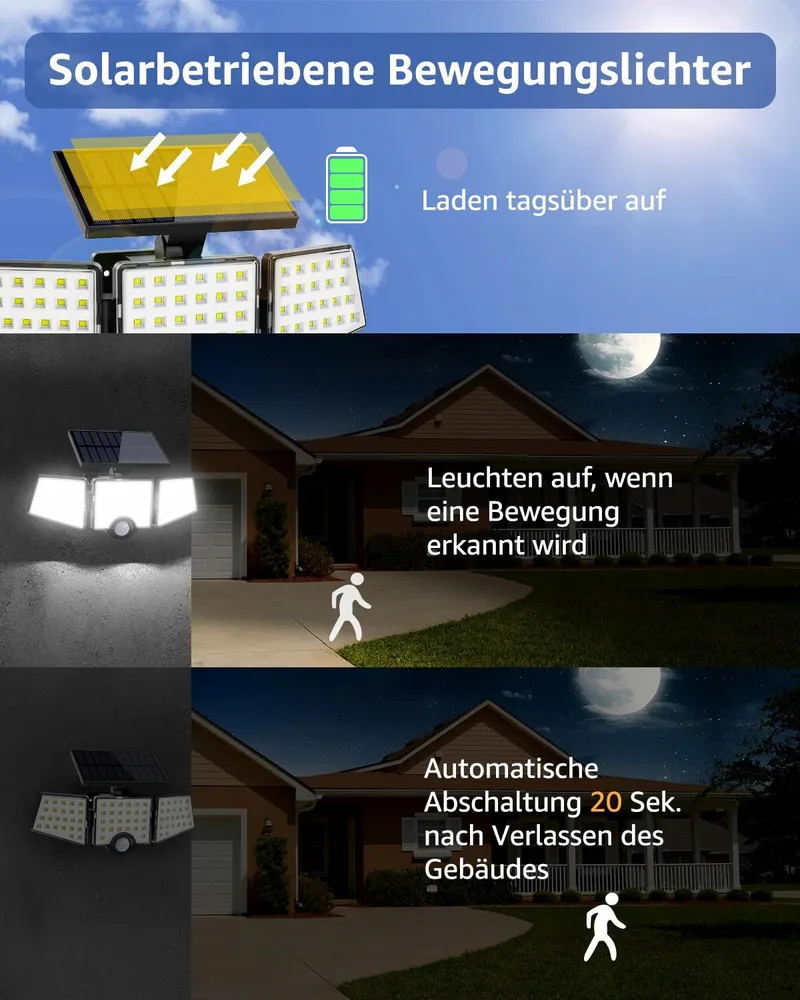 LEPRO Solar Buitenlamp met Bewegingssensor Tuin 360° 6W IP65 — foto 2