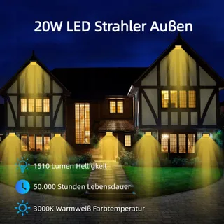 WEGOODLIFE LED Schijnwerper Tuin Waterdicht Warmwit Garage 20W IP66 — miniatuur 2