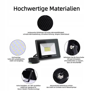 WEGOODLIFE LED Schijnwerper Tuin Waterdicht Warmwit Garage 20W IP66 — miniatuur 6