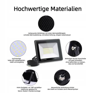 WEGOODLIFE LED Schijnwerper Super Fel Waterdicht 100W IP66 — miniatuur 6