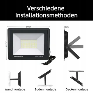 WEGOODLIFE LED Schijnwerper Super Fel Waterdicht 100W IP66 — miniatuur 3